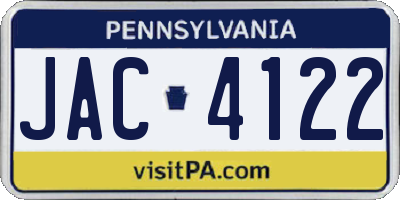 PA license plate JAC4122