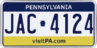 PA license plate JAC4124