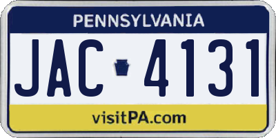 PA license plate JAC4131