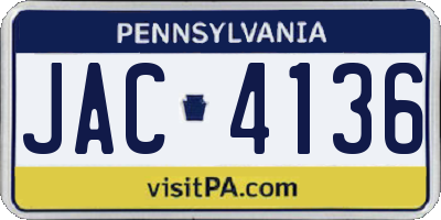 PA license plate JAC4136