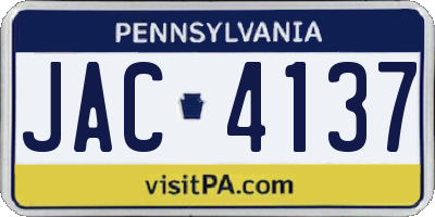 PA license plate JAC4137