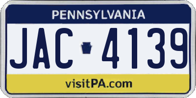 PA license plate JAC4139