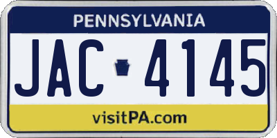 PA license plate JAC4145