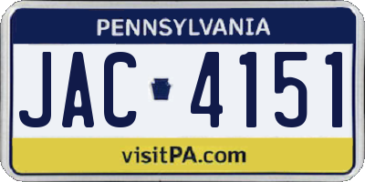 PA license plate JAC4151