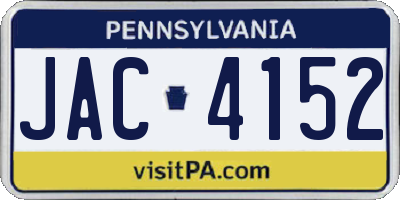 PA license plate JAC4152