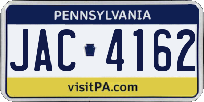 PA license plate JAC4162