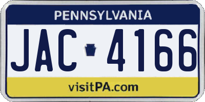 PA license plate JAC4166