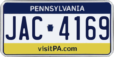PA license plate JAC4169