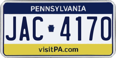 PA license plate JAC4170