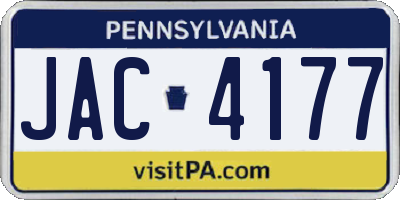 PA license plate JAC4177