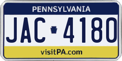 PA license plate JAC4180