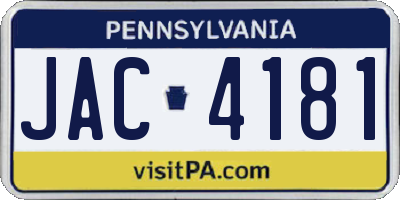 PA license plate JAC4181