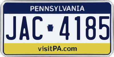 PA license plate JAC4185