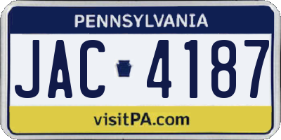 PA license plate JAC4187