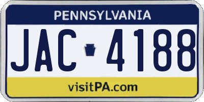 PA license plate JAC4188