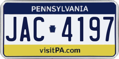 PA license plate JAC4197