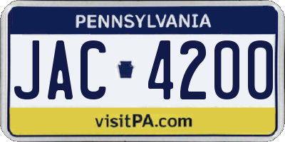 PA license plate JAC4200