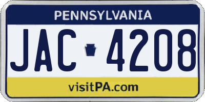 PA license plate JAC4208