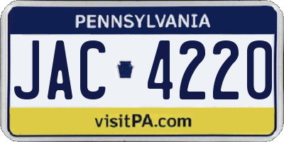 PA license plate JAC4220