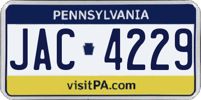 PA license plate JAC4229