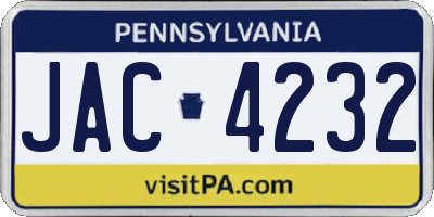 PA license plate JAC4232