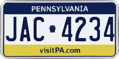 PA license plate JAC4234