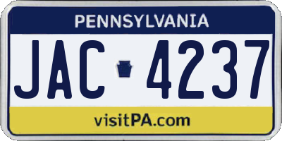 PA license plate JAC4237