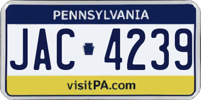 PA license plate JAC4239