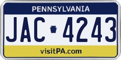 PA license plate JAC4243