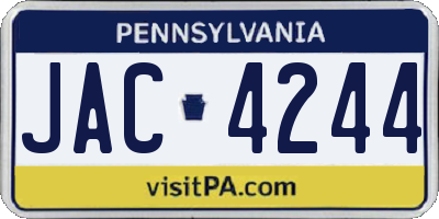 PA license plate JAC4244