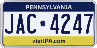 PA license plate JAC4247