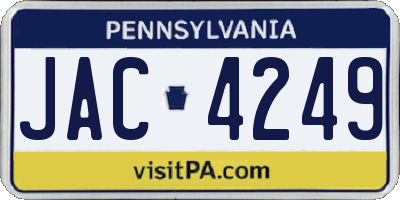 PA license plate JAC4249