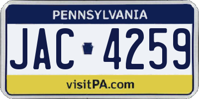 PA license plate JAC4259