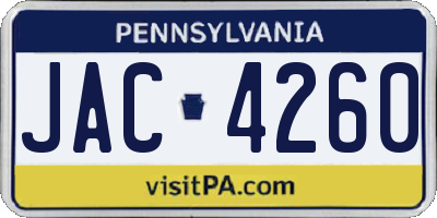 PA license plate JAC4260