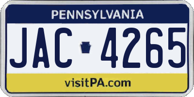 PA license plate JAC4265