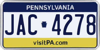 PA license plate JAC4278