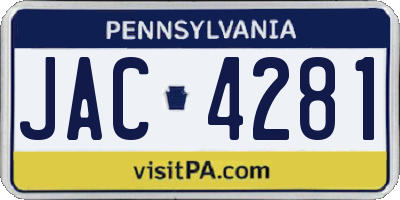PA license plate JAC4281
