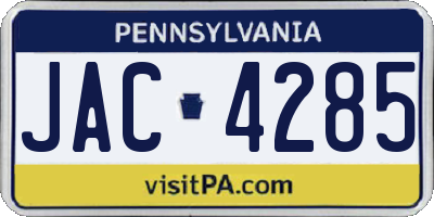 PA license plate JAC4285