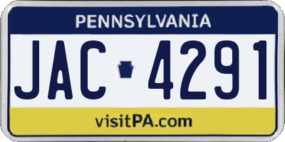 PA license plate JAC4291