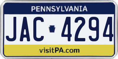 PA license plate JAC4294