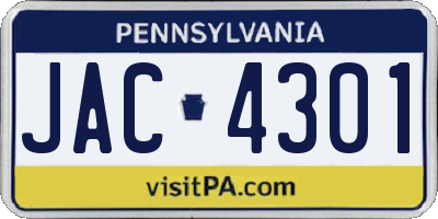 PA license plate JAC4301