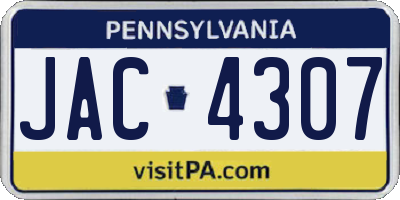 PA license plate JAC4307