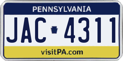 PA license plate JAC4311