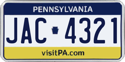 PA license plate JAC4321