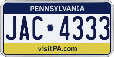 PA license plate JAC4333