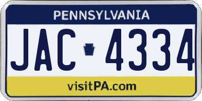 PA license plate JAC4334