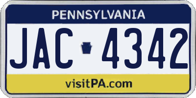 PA license plate JAC4342