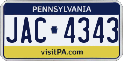 PA license plate JAC4343