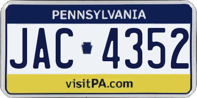 PA license plate JAC4352