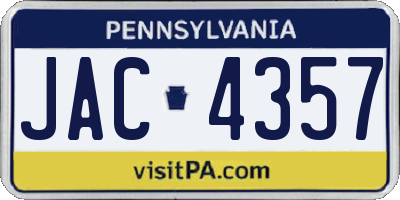 PA license plate JAC4357